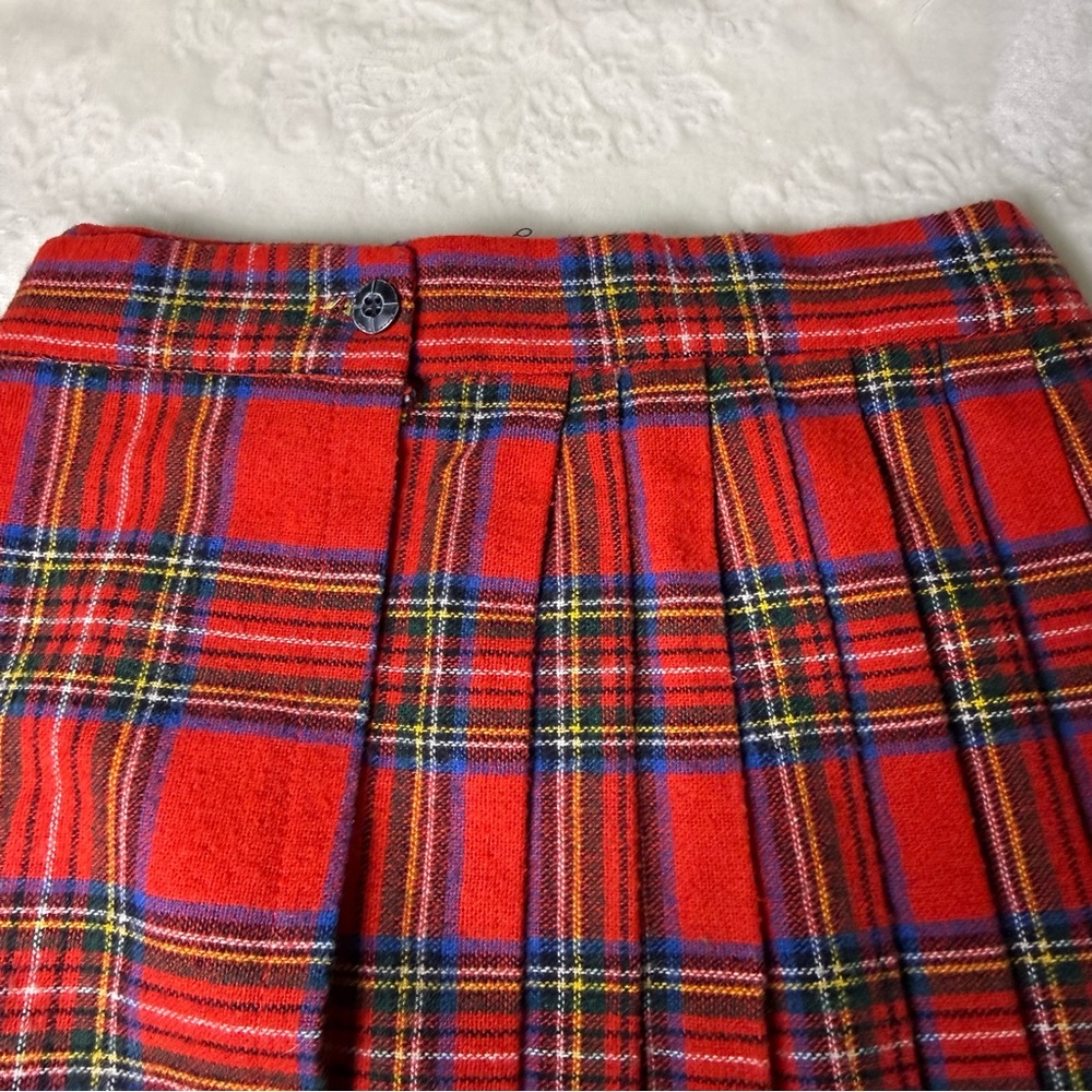 Vintage Red Tartan Pleated Maxi Skirt - Picture 5 of 6